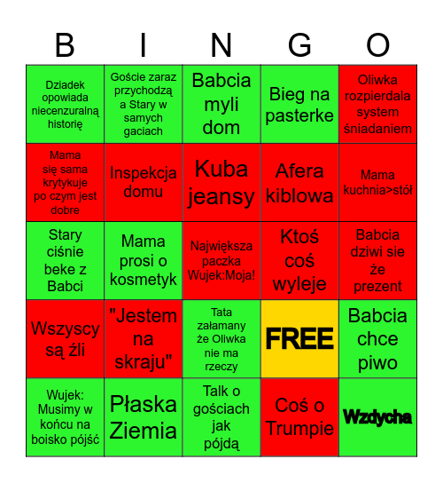 Święta 2024 Bingo Card