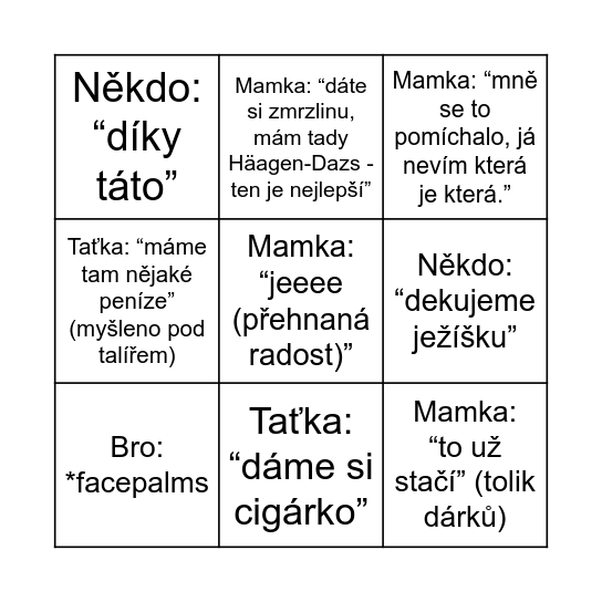 Vánoční hlášky Bingo Card