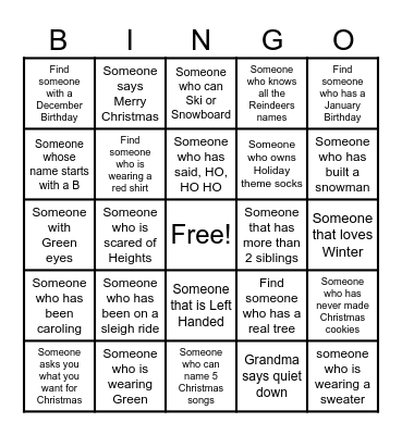 Christmas BINGO Card