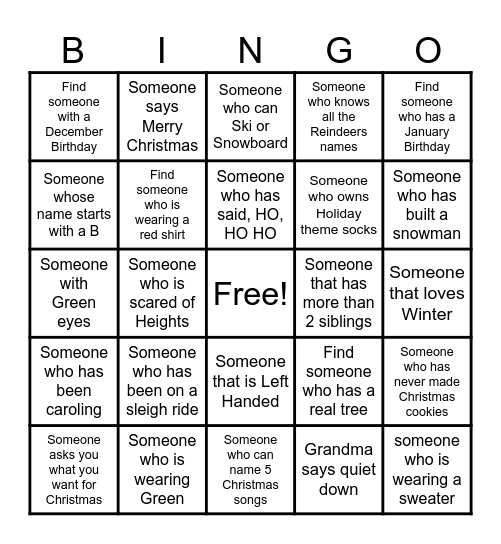 Christmas BINGO Card