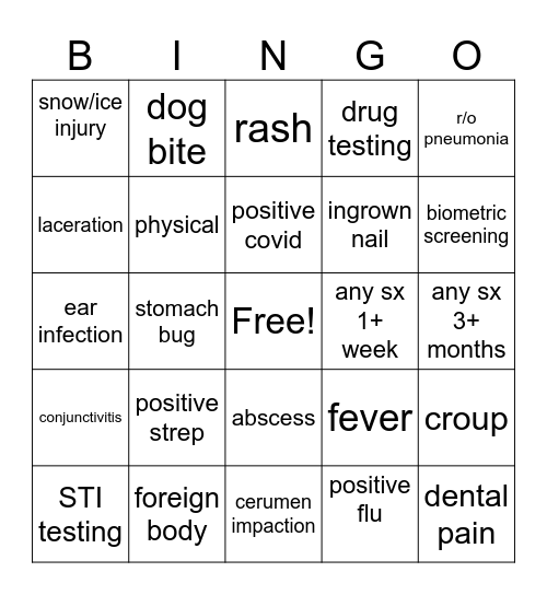 SNOWY DAY XMAS EVE BINGO Card