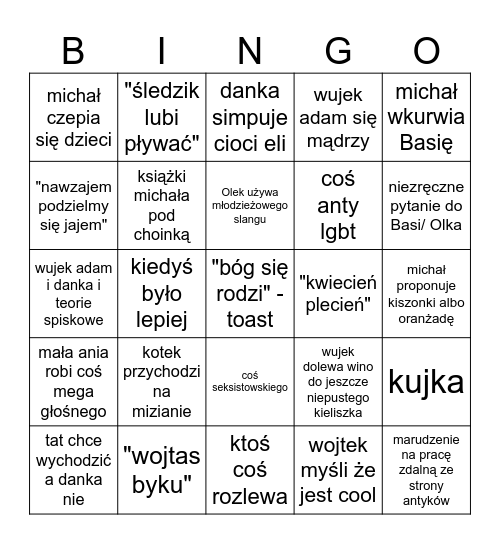 święta 2024 Bingo Card