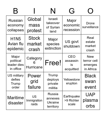MH 2025 Predictions Bingo Card