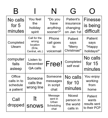 Call center bingo Card