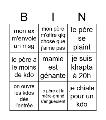 Xmas 2024 Bingo Card