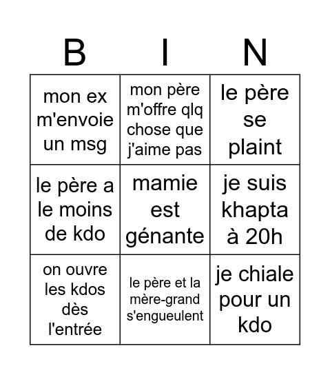 Xmas 2024 Bingo Card