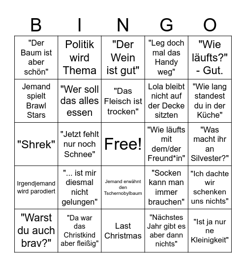 Christmas Bingo Card