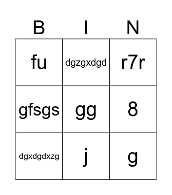 Bingo Musical Bingo Card