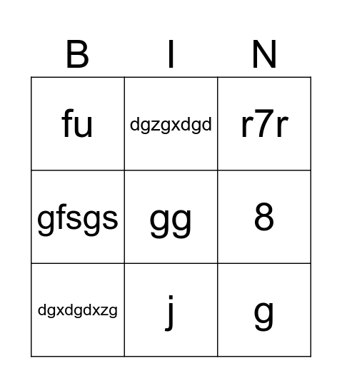 Bingo Musical Bingo Card