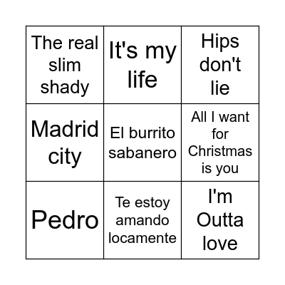 Bingo MUSICAL Bingo Card
