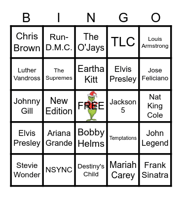 Christmas Songs Bingo Card