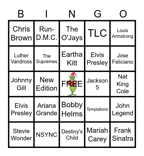 Christmas Songs Bingo Card