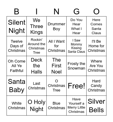 Christmas Music Bingo Card