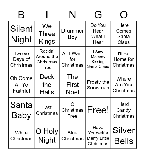 Christmas Music Bingo Card