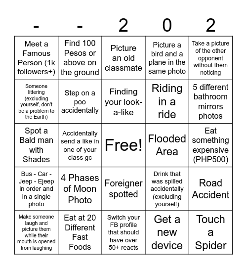 2025 BINGO CARD Bingo Card