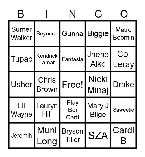 Trap Chrismas Bingo Card