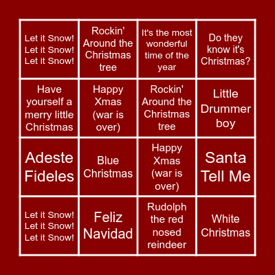Kerstliedjes Bingo Card