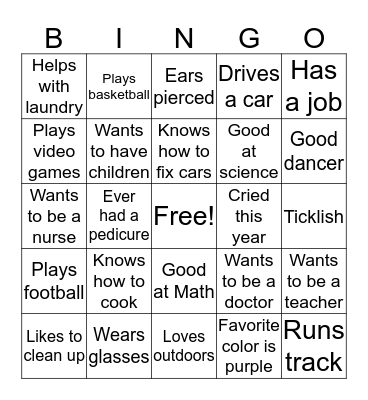 HUMAN BINGO Card