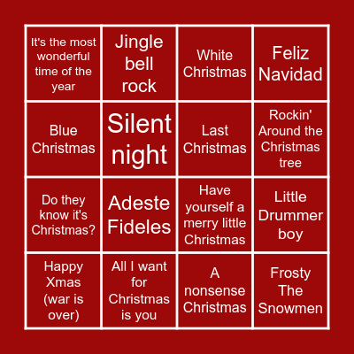 Kerstliedjes Bingo Card