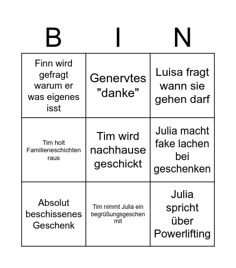 Weihnachten Bingo Card