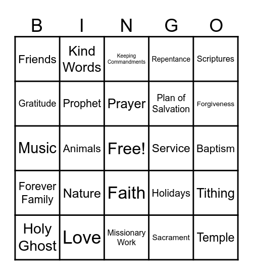 JOY Bingo Card