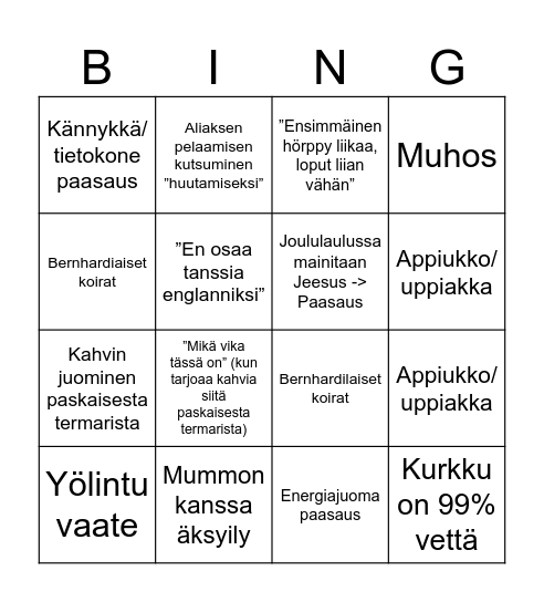 Tapsa Bingo Card