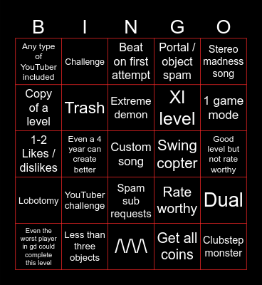 Notsystem / guomby15’s recent tab bingo! Bingo Card