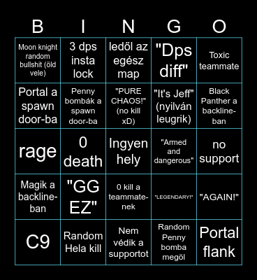 Marvel Rivals Bingo Card