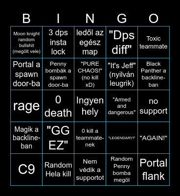 Marvel Rivals Bingo Card