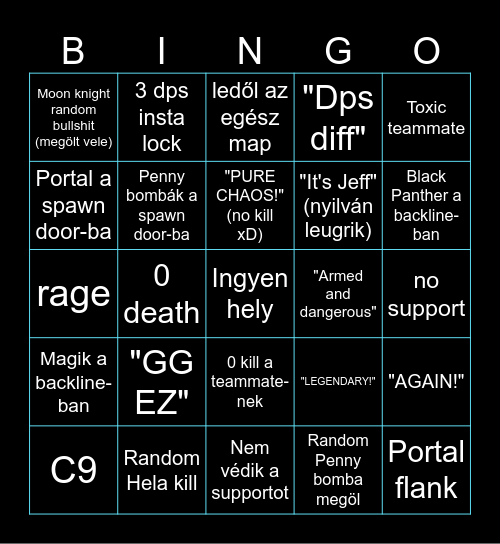 Marvel Rivals Bingo Card