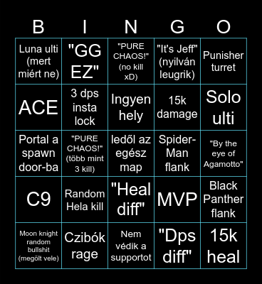 Marvel Rivals Bingo Card