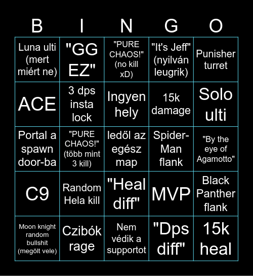 Marvel Rivals Bingo Card