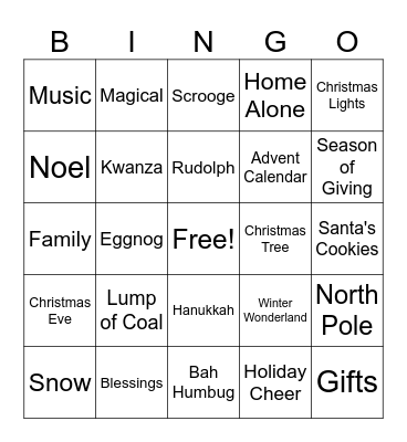 Christmas Eve BINGO Card