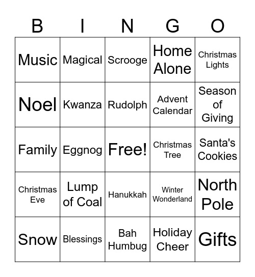 Christmas Eve BINGO Card