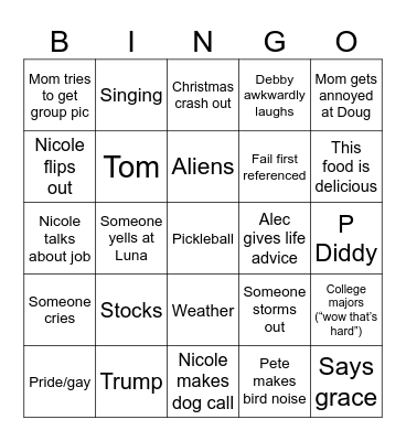 Aquillo Christmas 2024 Bingo Card