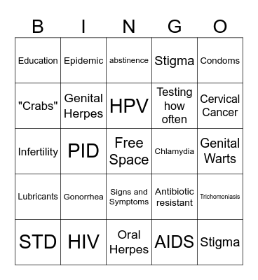 STD's Bingo Card
