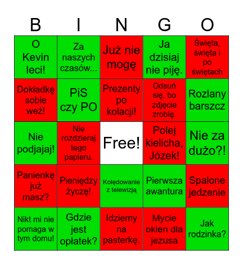 Bingo świąteczne Bingo Card