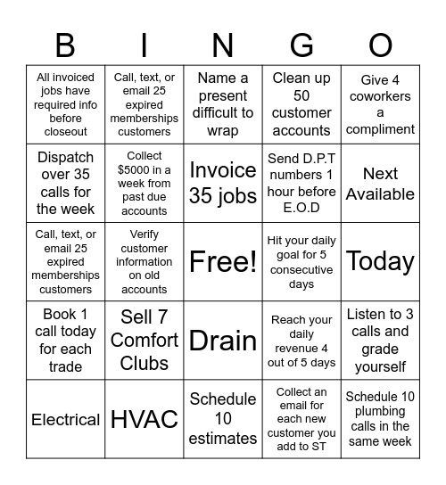 CSR/DSR Bingo Card