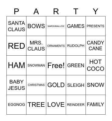 CHRISTMAS BINGO! Bingo Card
