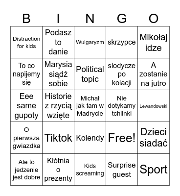 Christmas bingo Card