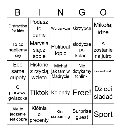 Christmas bingo Card