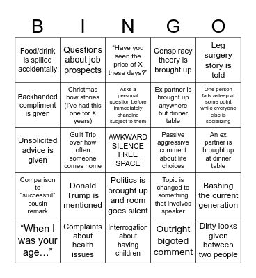 Family Christmas Bingo Card