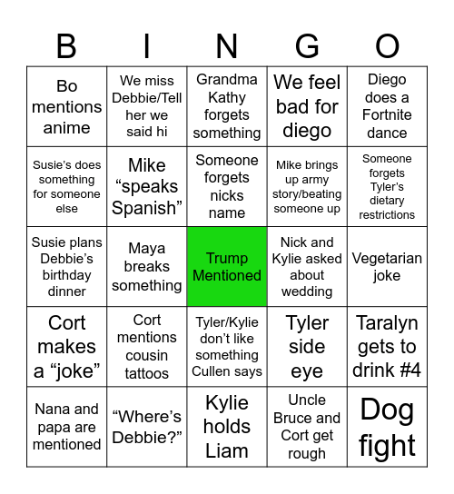 Christmas Eve 2024 Bingo Card