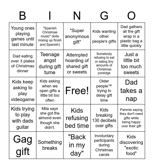 Christmas Bingo Card