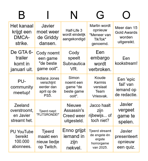 PU 2025 BINGO Card