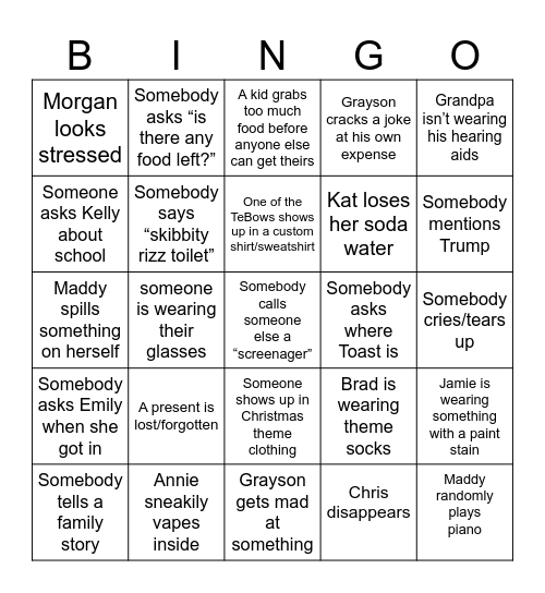 Whitlow Bingo Card