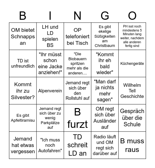 Weihnachtsbingo Card