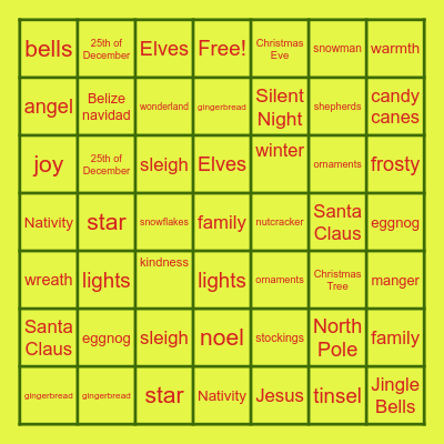 CHRISTMAS BINGO! Bingo Card