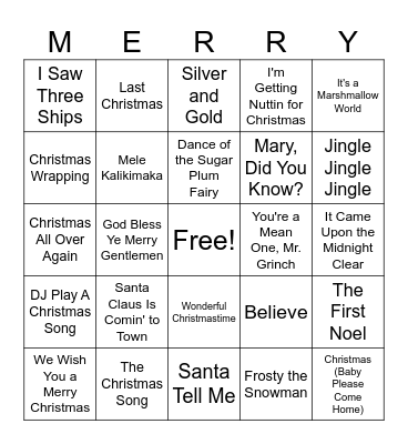 Christmas Bingo Card