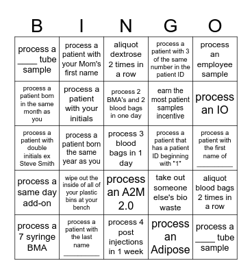 LAB BINGO Card
